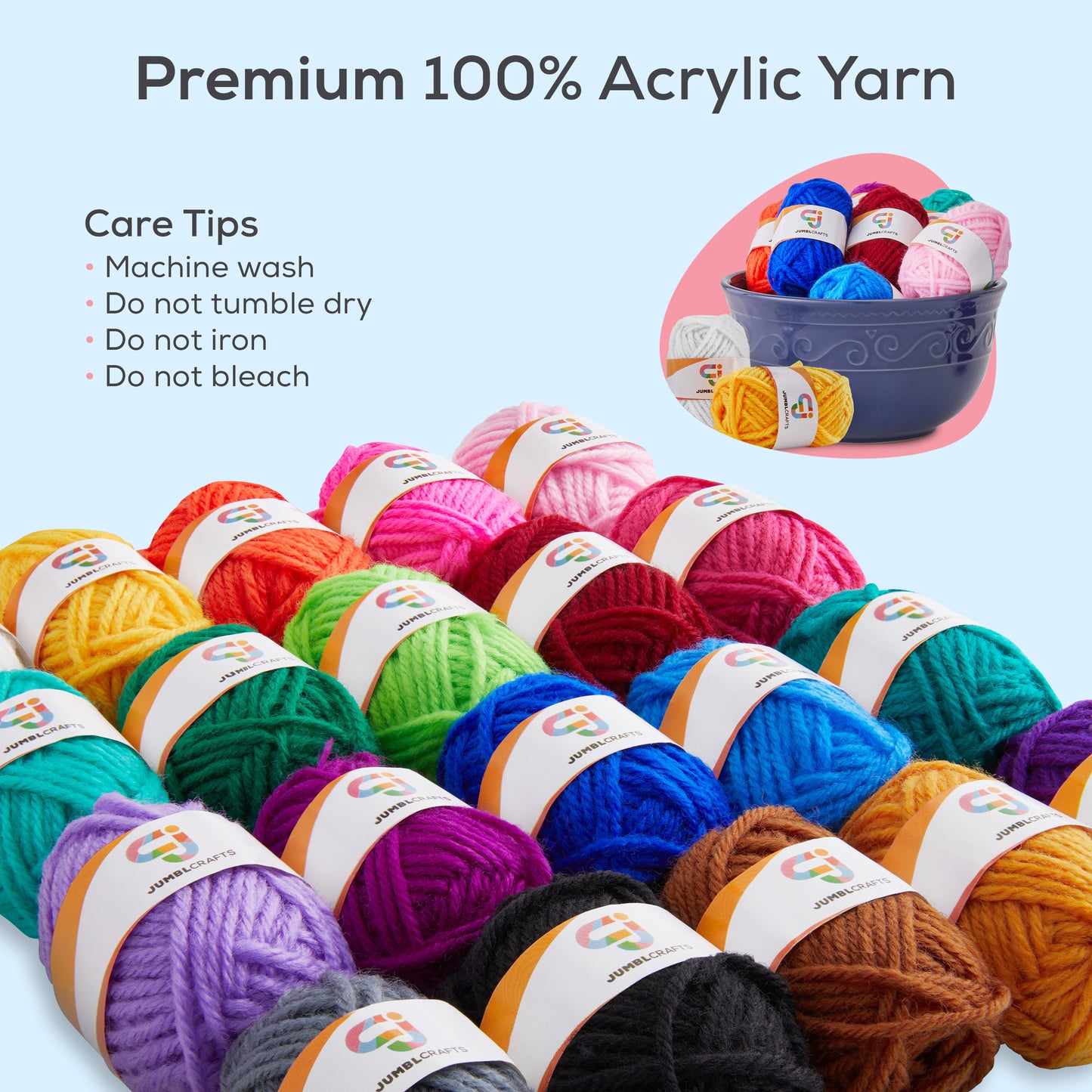 20 Acrylic Yarn Skeins Crochet Starter Kit