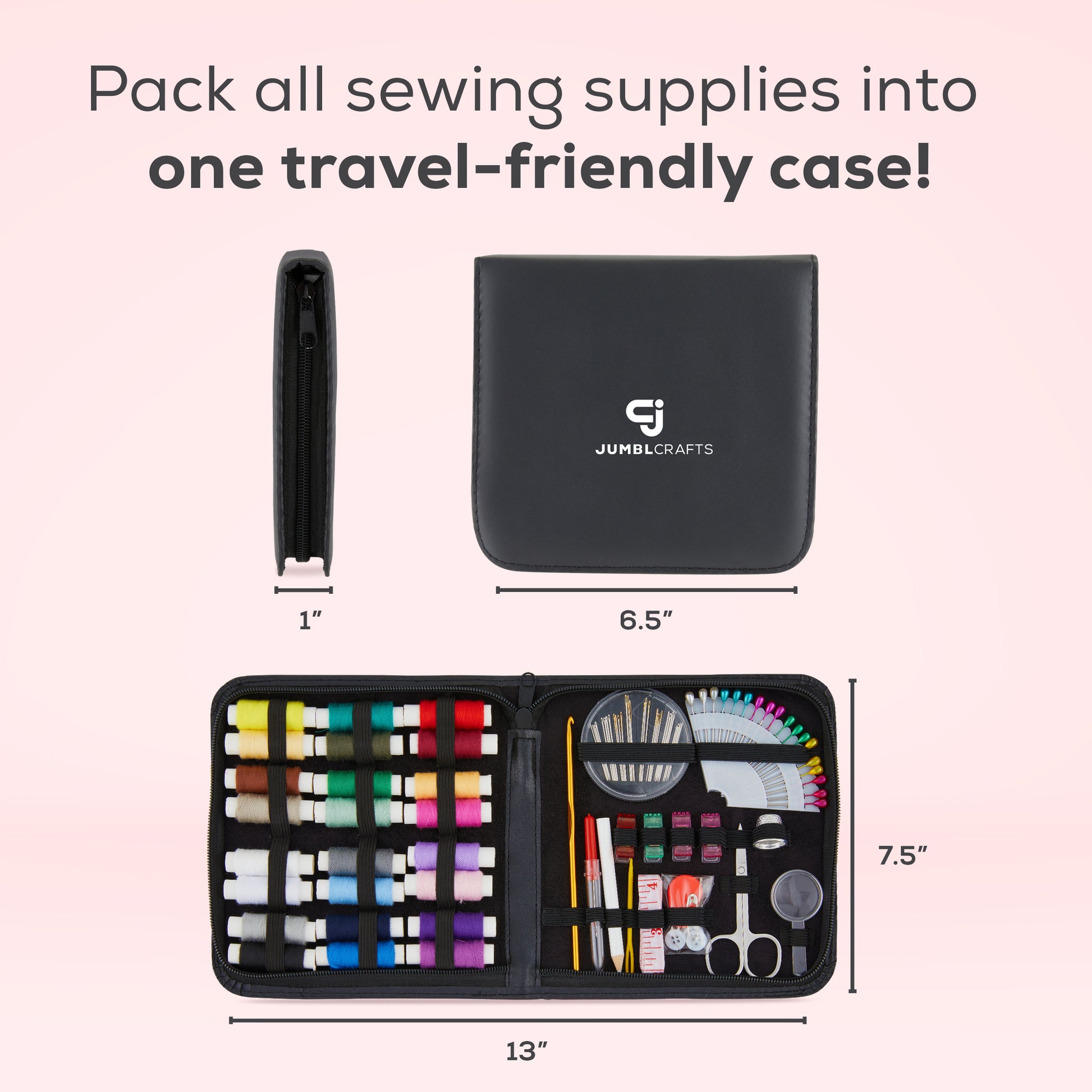  Hamletoff Portable Sewing Kit - Home Sewing Kit for Adults with  134 Essential Tools in Zip Box, Black Portable Sewing Starter Kit for  Travel, Emergency Repair for Beginner